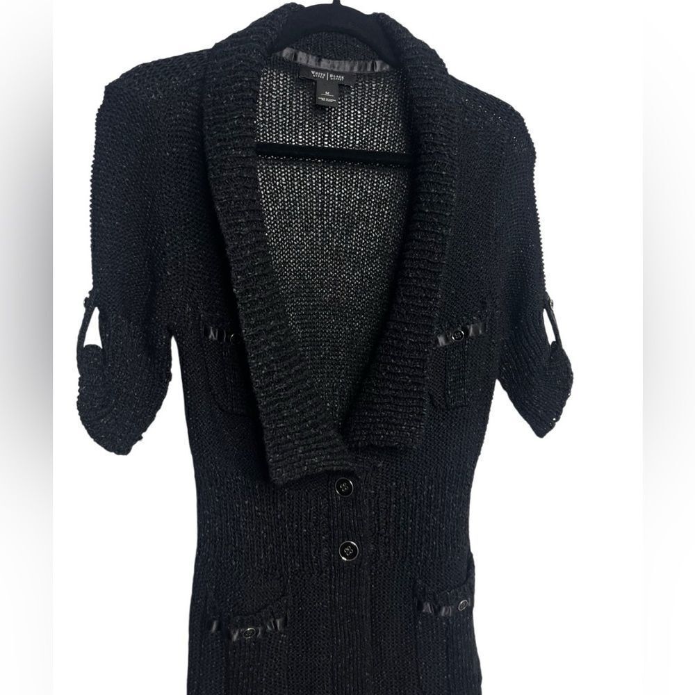 WHBM Knit Short Sleeve Cardigan Black Size Medium